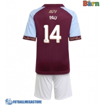 Fotballdrakt Barn Aston Villa Pau Torres #14 Hjemmedraktsett 2025-26 Kortermet (+ Korte bukser)